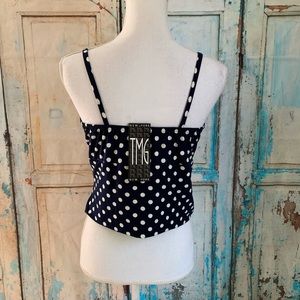 TMG New York Tops - Keyhole polka dot crop tank top navy and white TMG New York Tops - Keyhole polka dot crop tank top navy and white